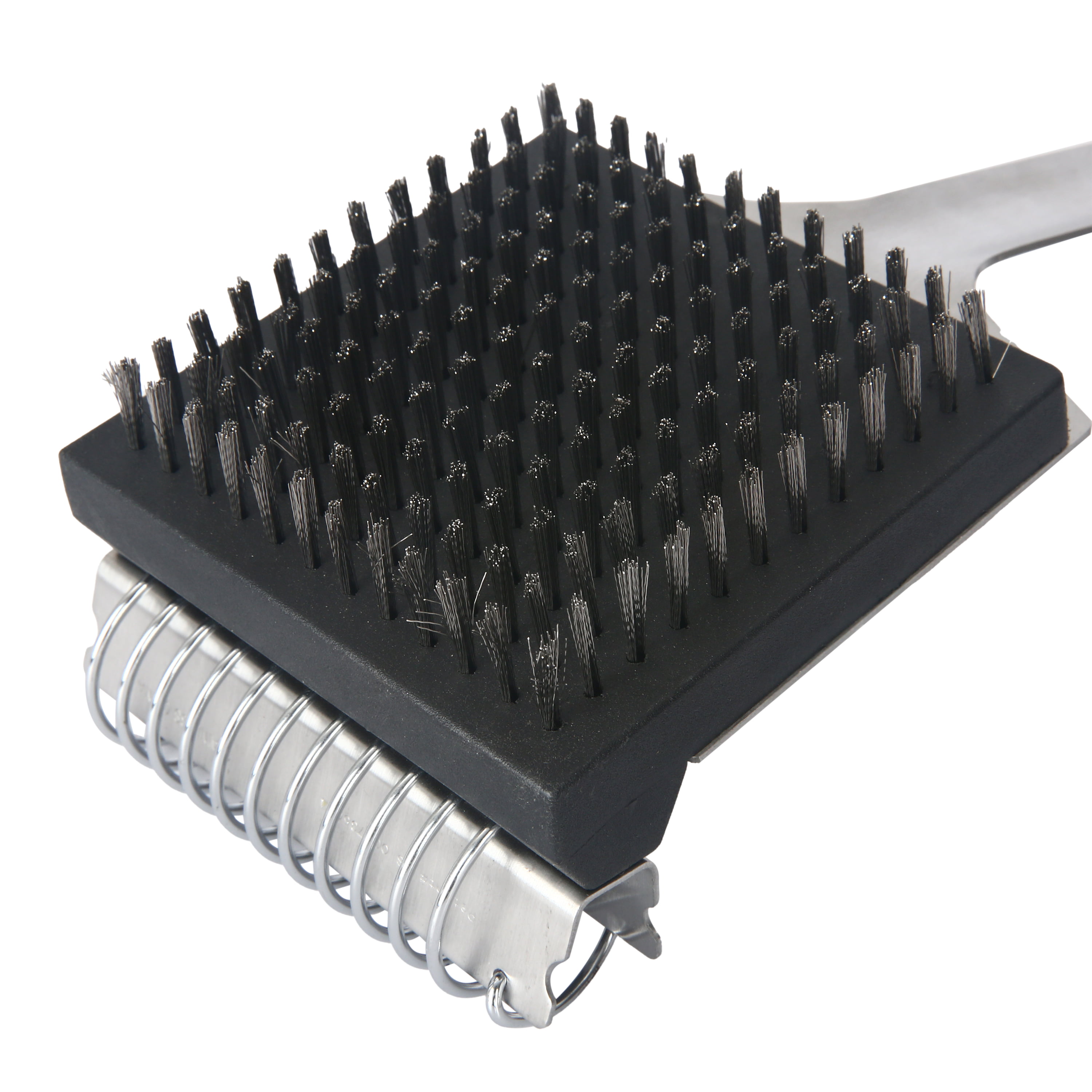 Met Lux 15-inch Grill Brush, 1 Durable Grill Cleaning Tool - Scraper, Scouring Pad, Matte Black Plastic Grill Accessory, for All Types of Grills - Res