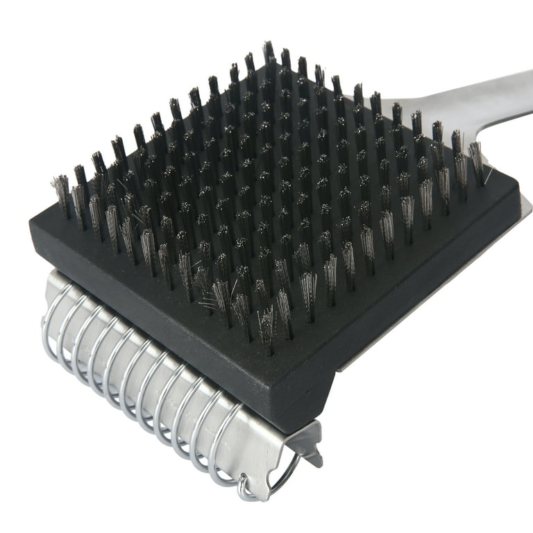 Met Lux 16-inch Grill Brush, 1 Bristle Free Grill Cleaning Tool - Scraper, for All Types of Grills, Silver Stainless Steel 201 Grill Accessory, Iron T