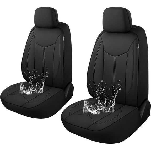 Neoprene Car Seat Cover 2 Front Seats, Waterproof Seat Covers for Cars, Universal Fit for Most Car Interior Covers-Sedan Truck SUV(Black)