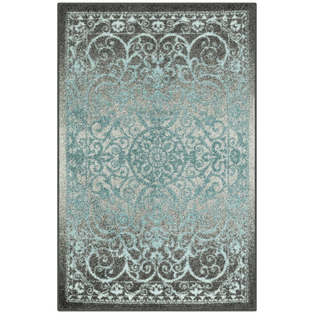 Mainstays India Medallion Textured Print Area Rug and Runner Collection