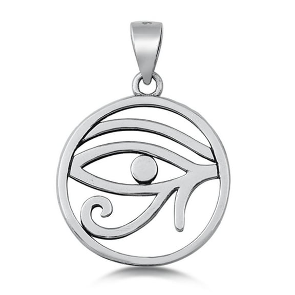 Sterling Silver Evil Eye of Horus Pendant Open Hoop Cutout Charm 925 Jewelry Female Unisex