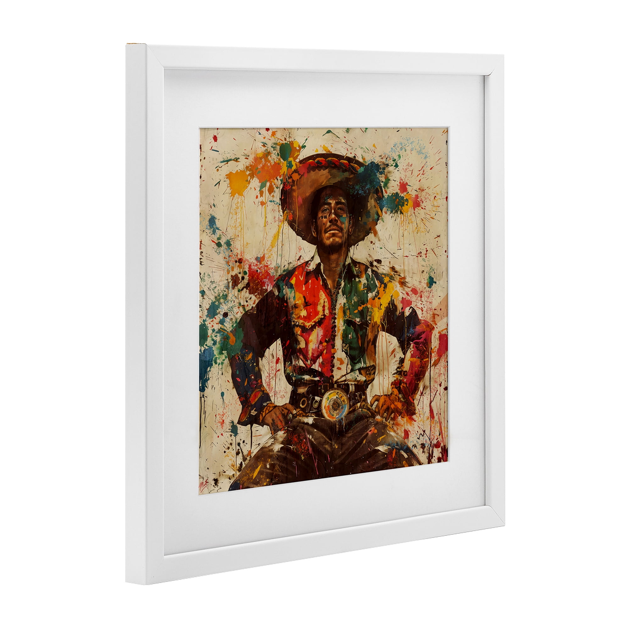 Stupell Industries El Mexicano with Paint Splatters White Framed Print Under Glass, design by Marta Wiley
