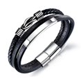 thumbnail image 1 of Braided leather bracelet for men black, 1 of 4