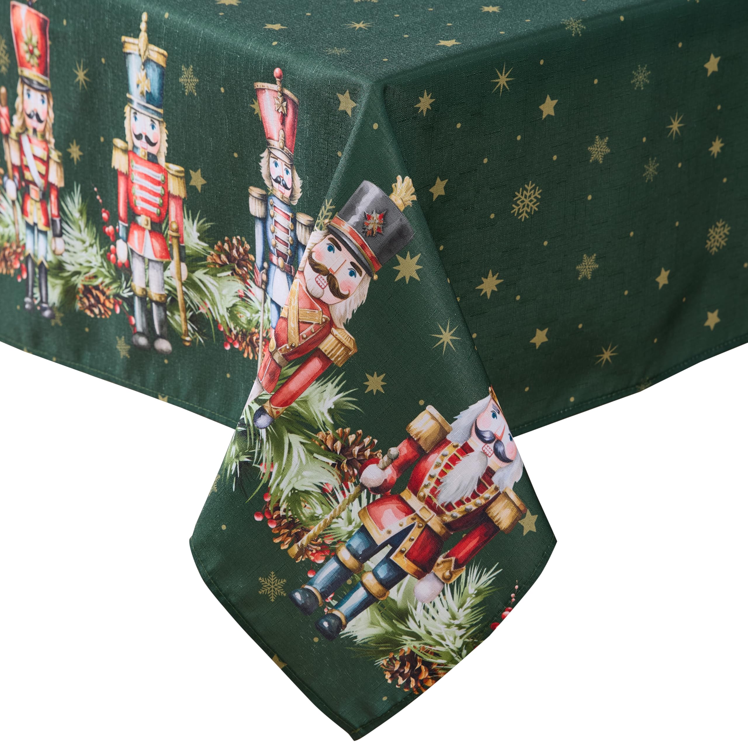 Christmas Nutcracker Hunter Green Border Fabric 52 x 52 inch Square Fabric Dinner Tablecloth