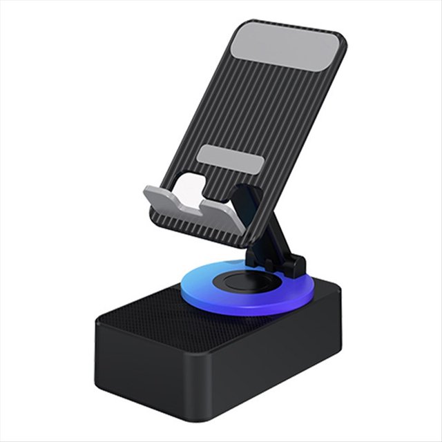 Soporte para Teléfono Móvil , Banco de Energía de Audio, Altavoz de Llamada Bluetooth, Escritorio Giratorio Plegable Multifunción, Negro