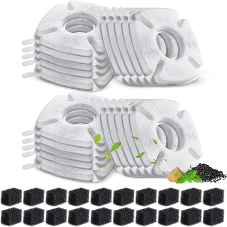 40PCS/Set Cat Water Fountain Filter, Compatible with veken /Ophanie 95oz/2.8L Pet Fountain Replacement Filters, 20 Sponges and 20 Water Fountain Filters for Cat Fountain Dog Water Bowl Dispenser