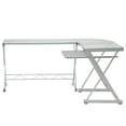 thumbnail image 3 of L-Shaped Tempered Glass Top Computer Desk With Pull Out Keyboard Panel, Clear, 3 of 9