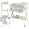 thumbnail image 2 of INFANS Baby Changing Table with Wheels, Portable Folding Diaper Station Nursery Organizer with Storage Basket, Hanging Rack, Adjustable Height, Safety Belt for Newborn Infant, 2 of 9