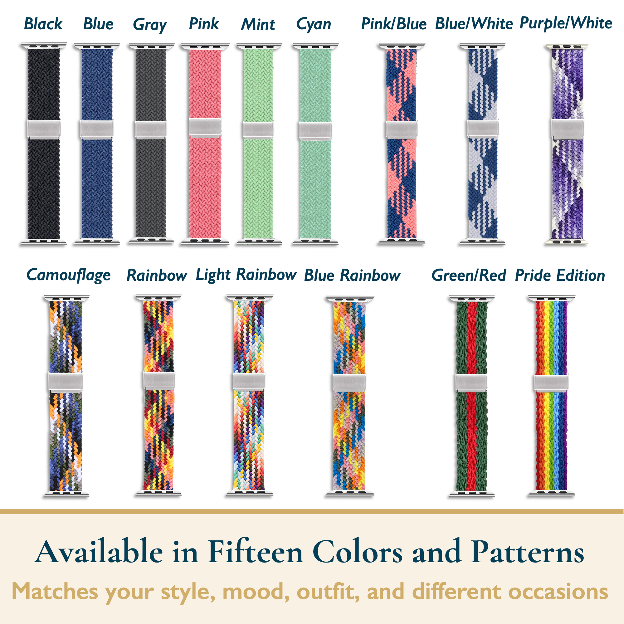ComfiTime Braided Apple Watch Band, Multicolor photo 6