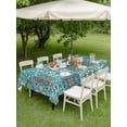 thumbnail image 3 of Outdoor Tablecloth with Umbrella Hole and Zipper, Retro Middle Century Rectangle Table Cloth 52x70 Inch Waterproof Tablecloth, Rustic Bohemia Style Aztec Blue Picnic Table Cover for Patio Camping, 3 of 7
