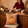 thumbnail image 4 of InsCrazy Autumn Pumpkin Throw Pillow Covers 18x18 Maple Leaves Couch Pillow Cases Thanksgiving Cushion Covers for Home Outdoor Sofa Decor (1Pcs), 4 of 7