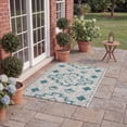 thumbnail image 3 of SAFAVIEH Courtyard Floella Geometric Indoor/Outdoor Area Rug, 4' x 5'7", Grey/Teal, 3 of 14