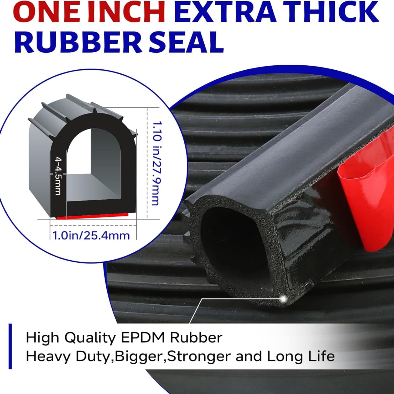 D Shape Door Rubber Seal Strip,1" RV Slide Out Seal Self-Adhesive EPDM Rubber,Heavy Duty Automotive Weather Stripping for Fill Gaps,Apply to Car,Truck,RV,Boat and Home Application (18ft)