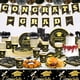 thumbnail image 4 of Juego de vajilla para fiesta de graduación 2024, platos, servilletas, vasos y mantel desechables en negro y dorado, pancarta de graduación para decorar la fiesta de graduación, para 24 personas., 4 of 6
