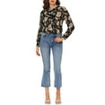thumbnail image 3 of MODA NOVA Junior's Long Sleeve Ruffle  Button Down Floral Shirt Black M, 3 of 6