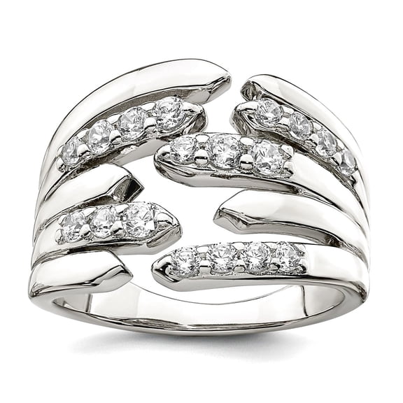 925 Sterling Silver Cubic Zirconia Fancy Band Ring Size 7 Ring for Women and Men