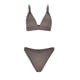 thumbnail image 1 of MKLEKYY Traje De Baño Mujer Women Sexy V Neck Solid Color Strip Pad Bikini Two Piece Swimsuit, 1 of 5