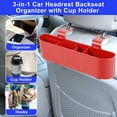 thumbnail image 5 of Grusce 2Pcs Car Headrest Backseat Organizer with Cup Holder Hanging Seat Back Organizer with Headrest Hooks Multifunctional Backseat Snacks Drink Storage Box for Kids Adults Toys Snacks, 5 of 7