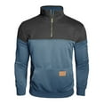 thumbnail image 5 of UVEASISHA 1/4 Zip Up Sweatshirt Men Color Block Fashion Stand Collar Pullover Sweatshirts Fall Winter Fleece Lined Hoodless Tops with Pocket Blue L, 5 of 8