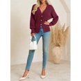 thumbnail image 4 of Women V‑Neck Button Front Knit Cardigan Long Sleeve Fitted Sweater Coat, 4 of 5