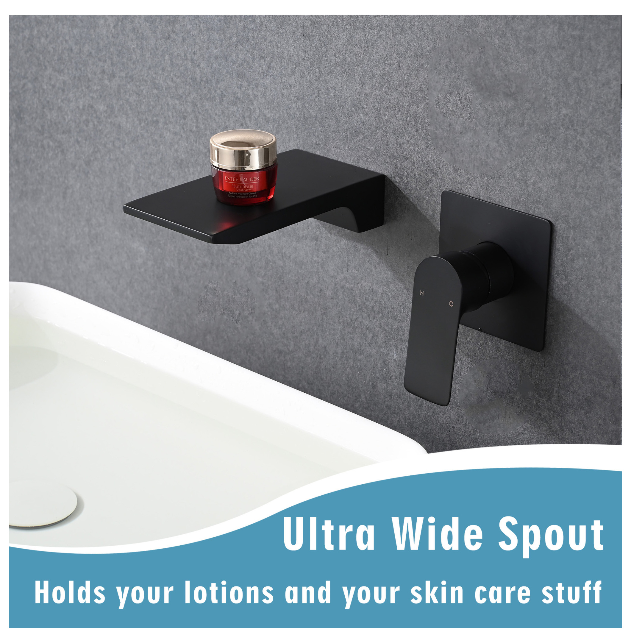 Matte Black Wall Mount Bathroom Faucet, Single Handle Tub Spout with Waterfall, Brass Rough-in Included