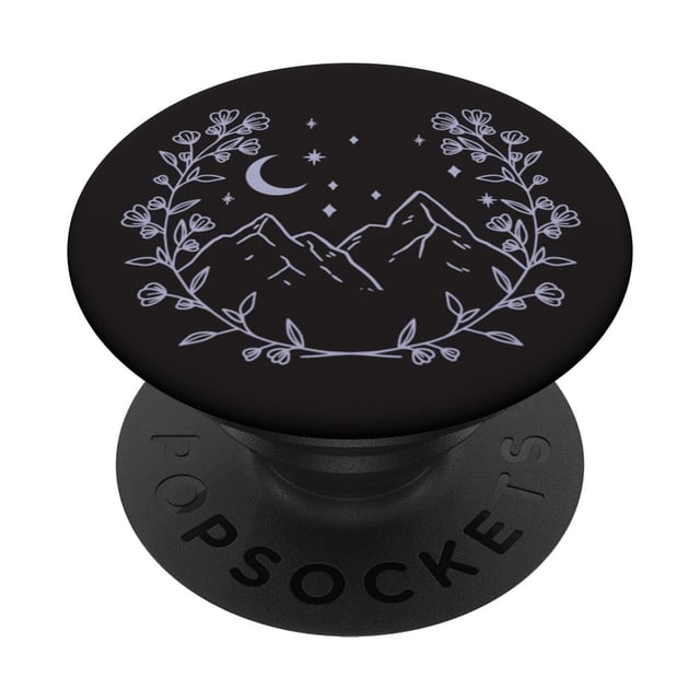 Soporte PopSockets con forma de luna con estampado floral bohemio, morado y lavanda