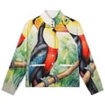 thumbnail image 4 of Jackets for Women Winter Coat Jackets Flannel Stand Collar Jacket(Tropical Toucan Artwork,Size:S-4XL), 4 of 7