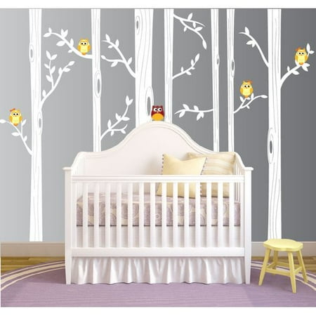 Innovative Stencils Nursery Birch Tree Wall Decal With Owl Birds Innovative Stencils Nursery Birch Tree Wall Decal With Owl Birds Forest