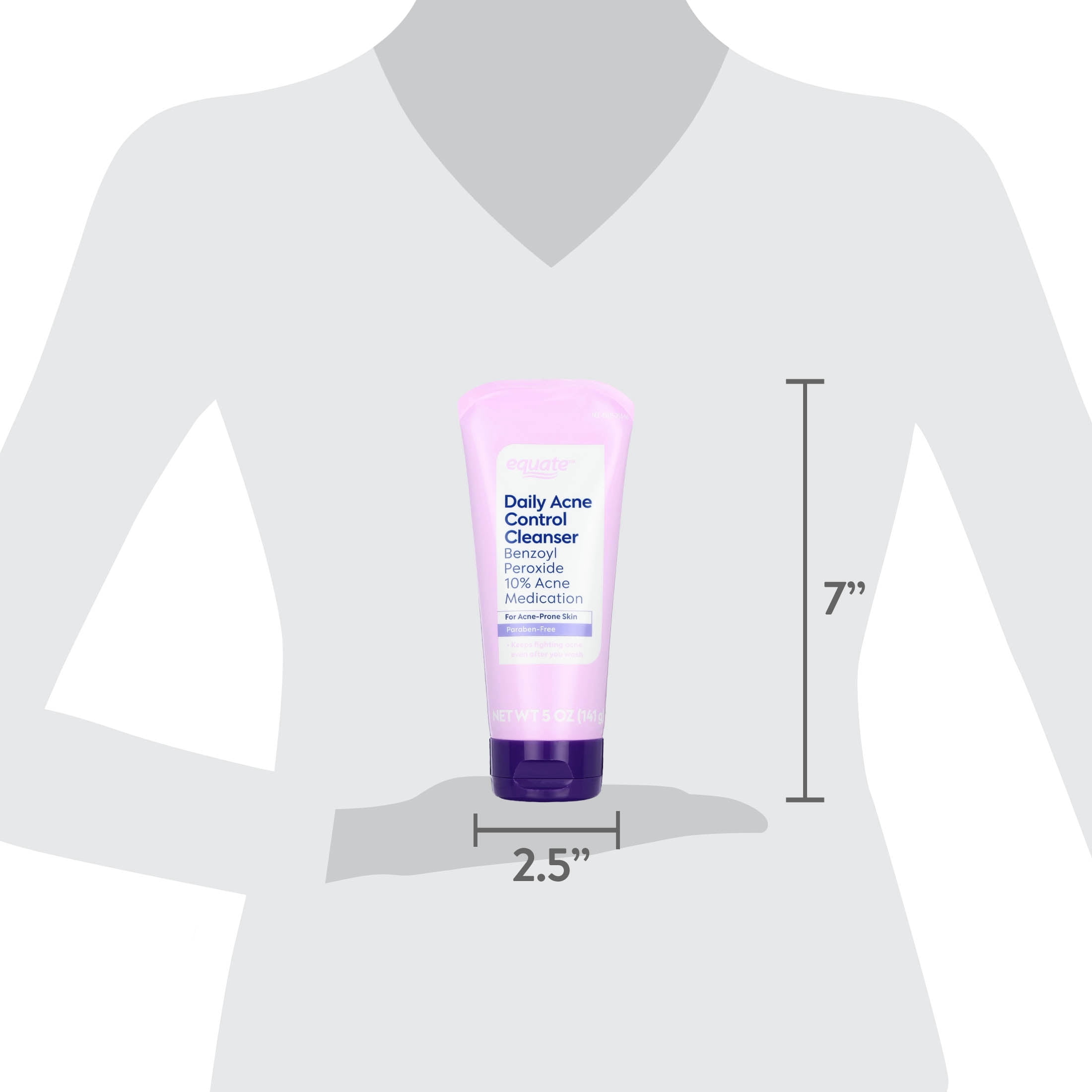(3 pack) Equate Daily Acne Control Cleanser Benzoyl Peroxide 10% Acne Medication, 5 oz