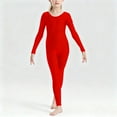 thumbnail image 3 of HAOTAGS Girls'One Piece Dance Jumpsuits, Long Sleeve Gymnastics Bodysuits for Kids Red 4 -6 Years, 3 of 8