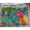 thumbnail image 4 of Metal Sign - Irises Painting - Interrupted by Rooster - Durable Metal Sign - Use Indoor/Outdoor - Funny and Artsy Chicken Farm and Coop Decor and Gift (12" x 18"), 4 of 5