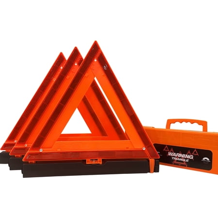 WORKKOOL Foldable Warning Reflective Triangles Heavy Base Roadside DOT Approved 3 Pack(Sand-filled)