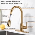 thumbnail image 6 of WOWOW Single Handle Kitchen Sink Faucet Brushed Gold Kitchen Faucet with Pull Down Sprayer, 6 of 9