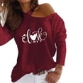 thumbnail image 1 of Blusas de manga larga con estampado de amor sin tirantes a la moda para mujer Pompotops gfhjh2782, 1 of 6
