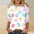 thumbnail image 4 of Womens Blouses Dressy Casual Summer,Easter Shirts for Women Cute Bunny Print Tops 3/4 Sleeve Casual Crewneck Pullover Holiday Blouses, 4 of 6