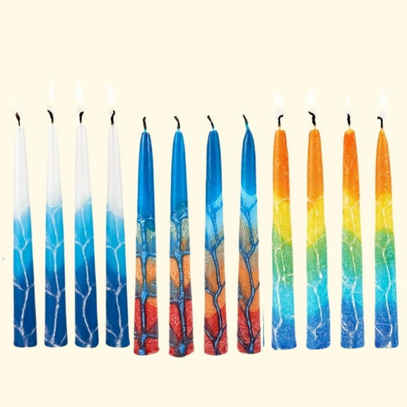 Multi Colored Shabbat Candles - 12 Pack