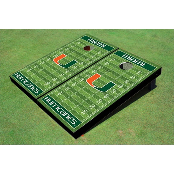 University Of Miami Hunter Matching Football Field Custom Cornhole Boards