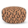 thumbnail image 1 of Scottie Dog Pouf Cover with Zipper, Sketched Puppies on a Crooked Chevron Zigzag Backdrop, Soft Decorative Fabric Unstuffed Case, 30" W X 17.3" L, Dark Orange Cream, by Ambesonne, 1 of 5
