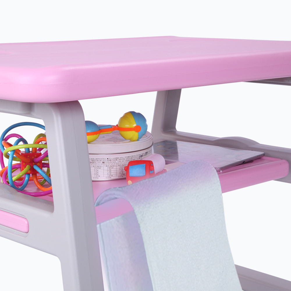 Toddler Table and Chair set, Easy Clean 3 Pcs Kids Table and Chair Set for Eat, Read, Child Art Table/Study/Picnic/Activity/Dining Table, Playroom Furniture for 3+ Years Old Boy/Girl, Pink, W5562 - image 5 of 8