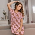 thumbnail image 3 of Fotbe Heart Capybara Bata de Dormir para Mujer con Estampado, Camisón de Algodón de Manga Corta, Ropa de Dormir Casual, 3 of 6