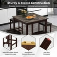 thumbnail image 6 of Costway 5 PCS Bar Table Set Square Dining Table & 4 PVC Leather Upholstered Bar Stools Brown, 6 of 10