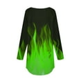 thumbnail image 5 of QATAINLAV Womens Tops Dressy Fall Round Neck Pullover Casual T Shirts Fashion Flame Printed Blouse Long Sleeve Loose Sweatshirt Green XL, 5 of 6