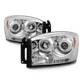 thumbnail image 2 of AKKON - For Dodge Ram Pickup Truck Chrome Clear Dual LED Ring Projector Headlights Left + Right Replacement, 2 of 7