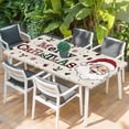 thumbnail image 2 of Christmas Santa Table Cloths for 4 Foot Rectangle Tables, Winter Xmas Snowflakes Tree on Linen Patio Waterproof Elastic Fitted Tablecloths, Washable Rectangular Table Cover for Camping, 2 of 8