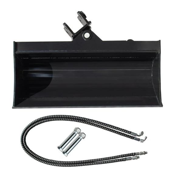 Excavator Hydralic Tilting Bucket Attachment, 32IN/ 800mm Flat Tooth Backhoe Bucket Fit for 1-1.8 Tons Mini Excavators, Plain Mud Grading Attachment