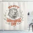 thumbnail image 1 of Ambesonne Groundhog Day Shower Curtain, Marmot Branch Wreath, 69"Wx84"L, Pale Eggshell Rust and Taupe, 1 of 3