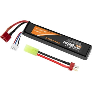 Airsoft Battery 7.4V Rechargeable 2S LiPo 1200mAh 25C Hobby Battery with  Mini Tamiya & JST XH Connector for Airsoft Model Guns Rifle