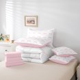 thumbnail image 6 of jejeloiu Chic Bowtie Bowknot 7-Piece Bedding Comforter Set,Cute Bow King Bedding Sets,Pink White Bed Sheets For Girls,Luxury Bedroom Decor Reversible, 6 of 8