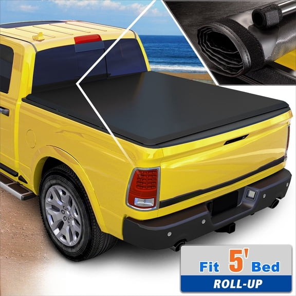 5 Feet Short Bed Vinyl Soft Roll Up Tonneau Cover Fit For Tacoma Fleetside 2016-2023