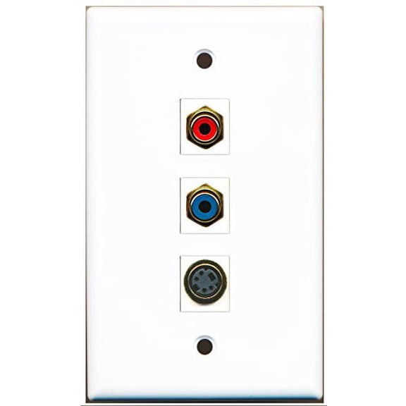 RiteAV - 1 Port RCA Red and 1 Port RCA Blue and 1 Port S-Video Wall Plate